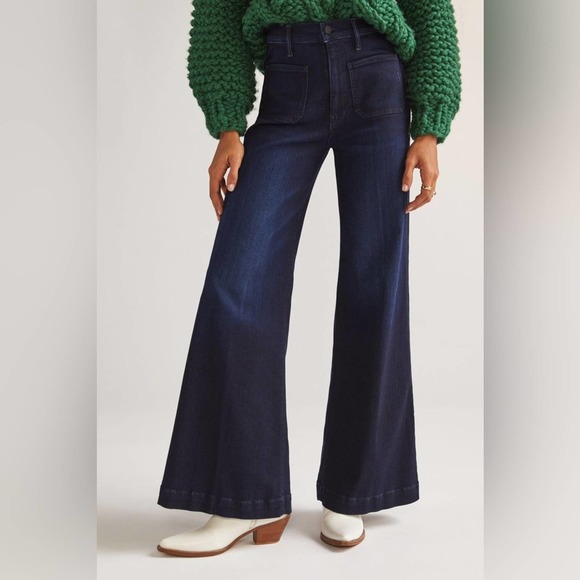 Tuckernuck Jeans Mother Swooner Patch Roller Skimp Ultra Highrise Wideleg Jeans Size 24